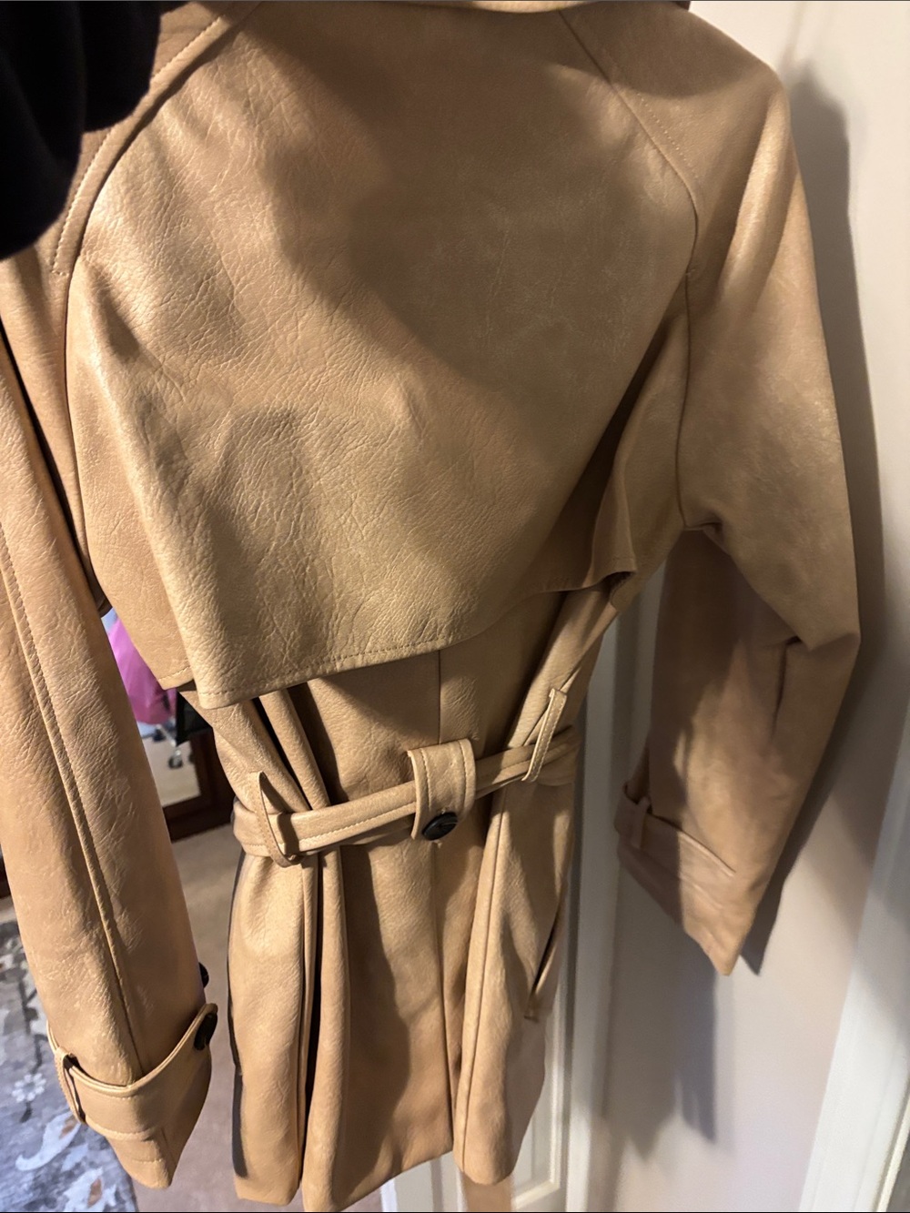 Avec Les Filles Tan Vegan Leather Trench Coat - Picture 3 of 3